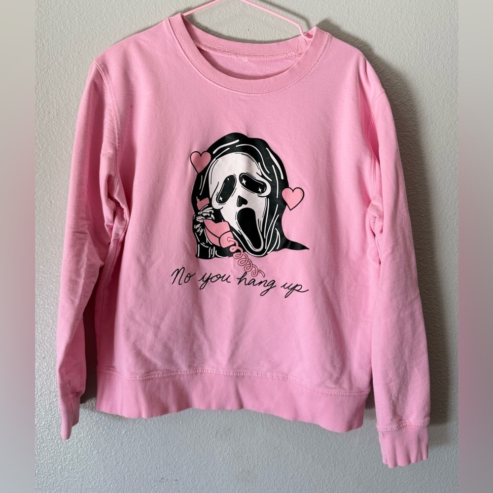 Pink Ghostface Graphic Sweatshirt “No You Hang Up” size small - Picture 2 of 8